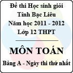 Đề thi học sinh giỏi lớp 12 THPT tỉnh Bạc Liêu môn Toán bảng A (Năm học 2011 – 2012) – Ngày thi thứ nhất