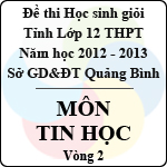 Đề thi học sinh giỏi lớp 12 THPT tỉnh Quảng Bình năm học 2012 – 2013 môn Tin học – Vòng 2 (Có đáp án)