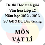 Đề thi học sinh giỏi Văn hóa lớp 12 tỉnh Bắc Giang năm học 2012 – 2013 môn Vật lí – Có đáp án