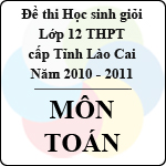 Đề thi học sinh giỏi lớp 12 THPT tỉnh Lào Cai môn Toán (năm học 2010 – 2011)