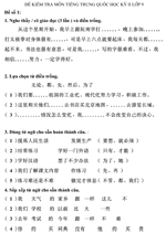 Đề kiểm tra học kì II lớp 9 môn tiếng Trung Quốc – Đề 1