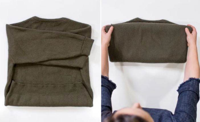 Cách gấp quần áo len đơn giản