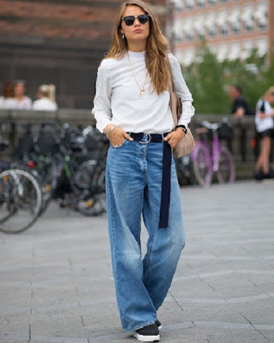 Cách phối đồ với quần Jeans ống rộng cho nữ