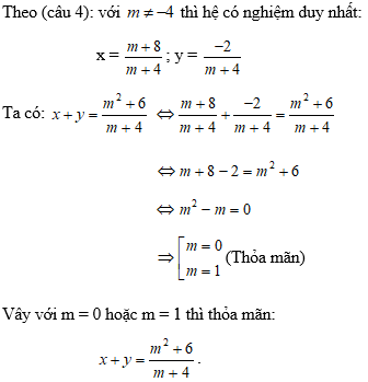 Tìm điều kiện của m để hệ phương trình có nghiệm duy nhất cực hay - Toán lớp 9