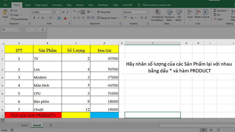 Cách dùng hàm nhân (Hàm PRODUCT) trong Excel có ví dụ dễ hiểu