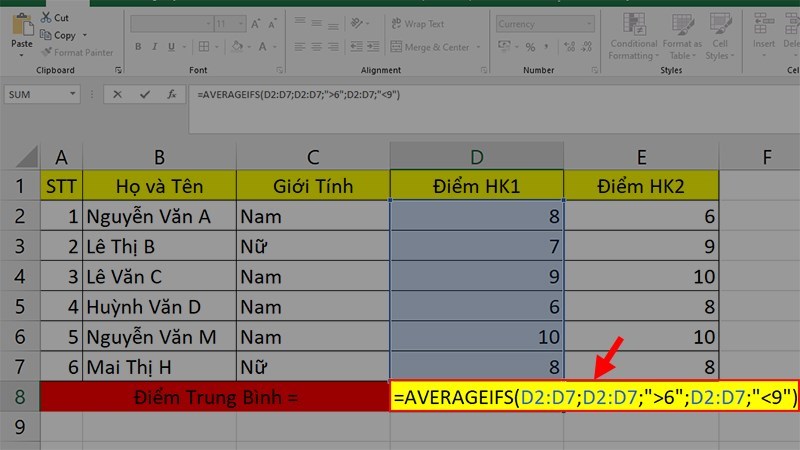 Hàm AVERAGEIFS trong Excel: Tính trung bình cộng nhiều điều kiện