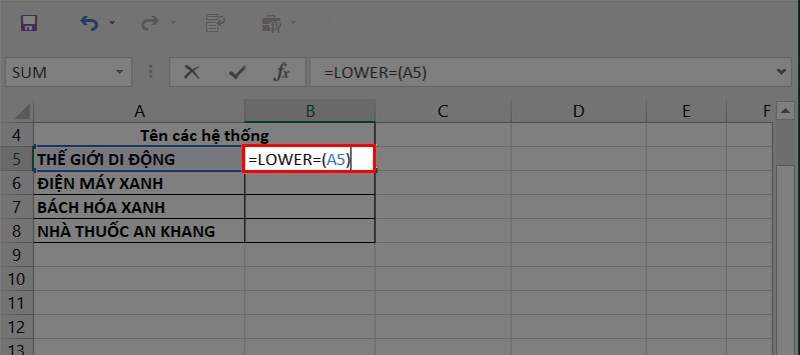 4 cách chuyển chữ hoa thành chữ thường trong Excel không bị lỗi